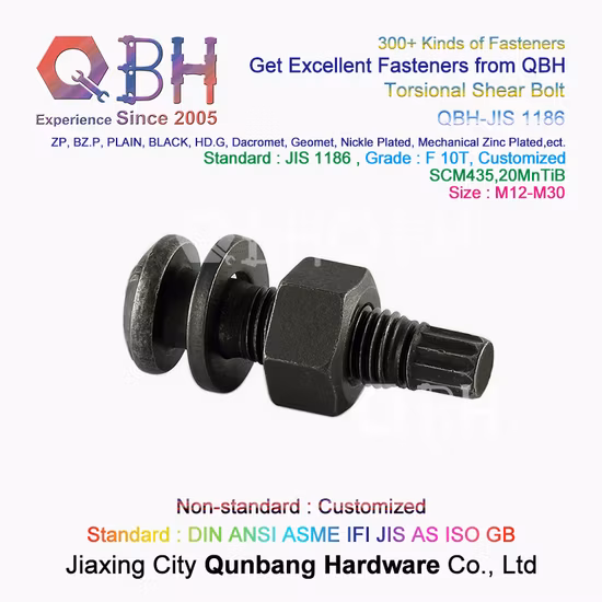 Qbh OEM ODM M24 M27 M30 Индивидуальные высокопрочные строительные крепежи Стальная конструкция Tc Болт с контролем натяжения Запасная часть Компонент запасной части